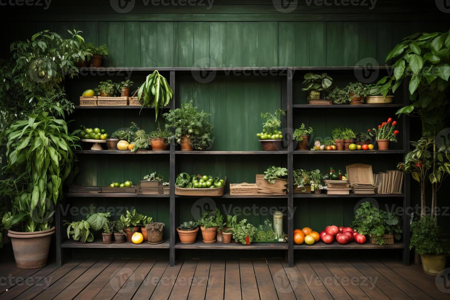 big empty green blackboard on a wall in the agriculture storage. photo