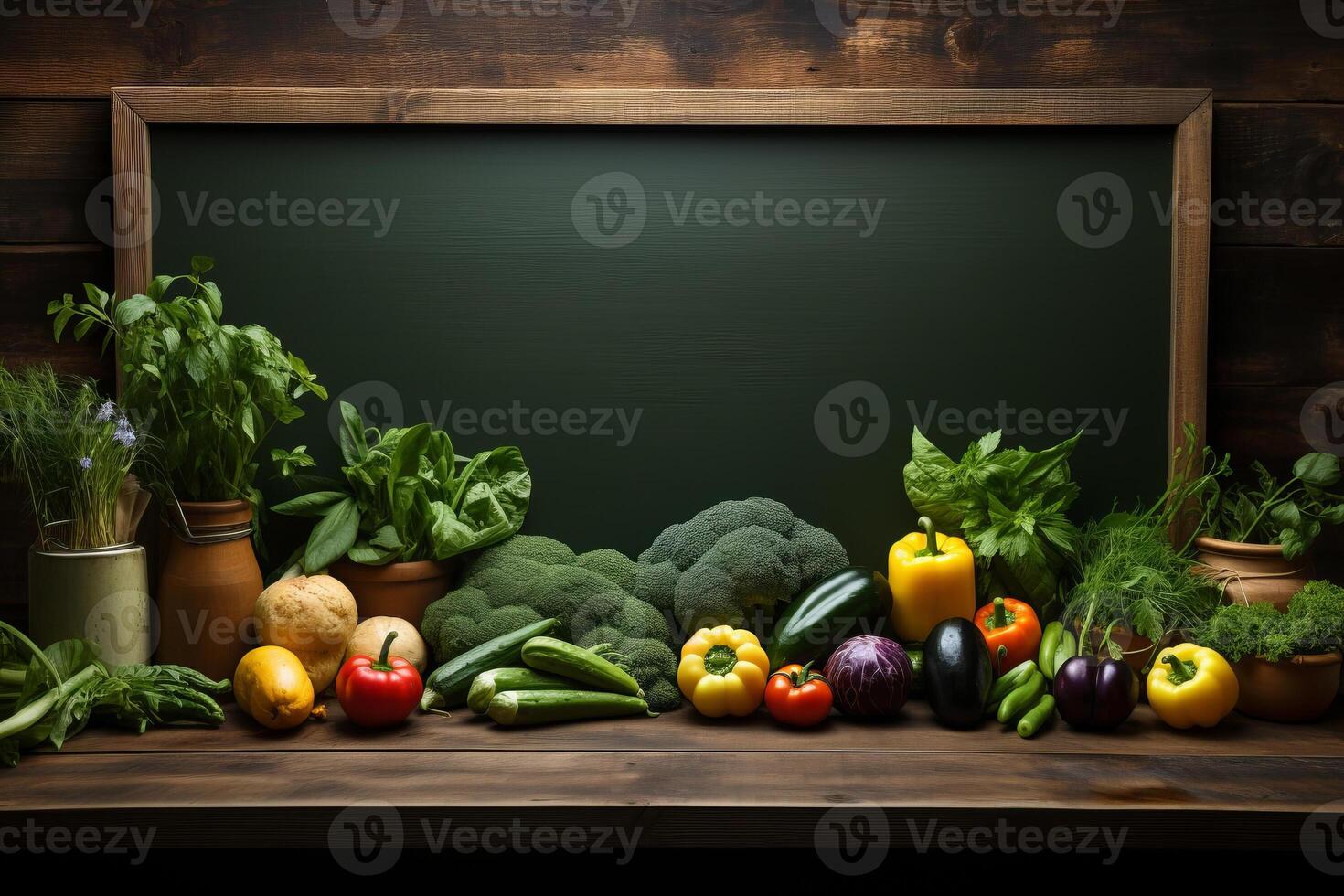 big empty green blackboard on a wall in the agriculture storage. photo