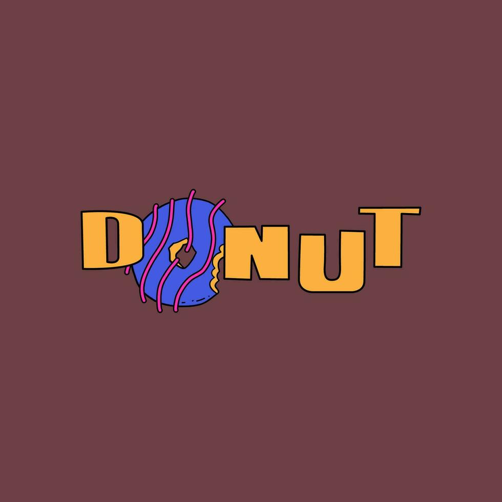 Doodle funny lettering for donut lovers. Bright donut letters. Lettering for National donut day vector