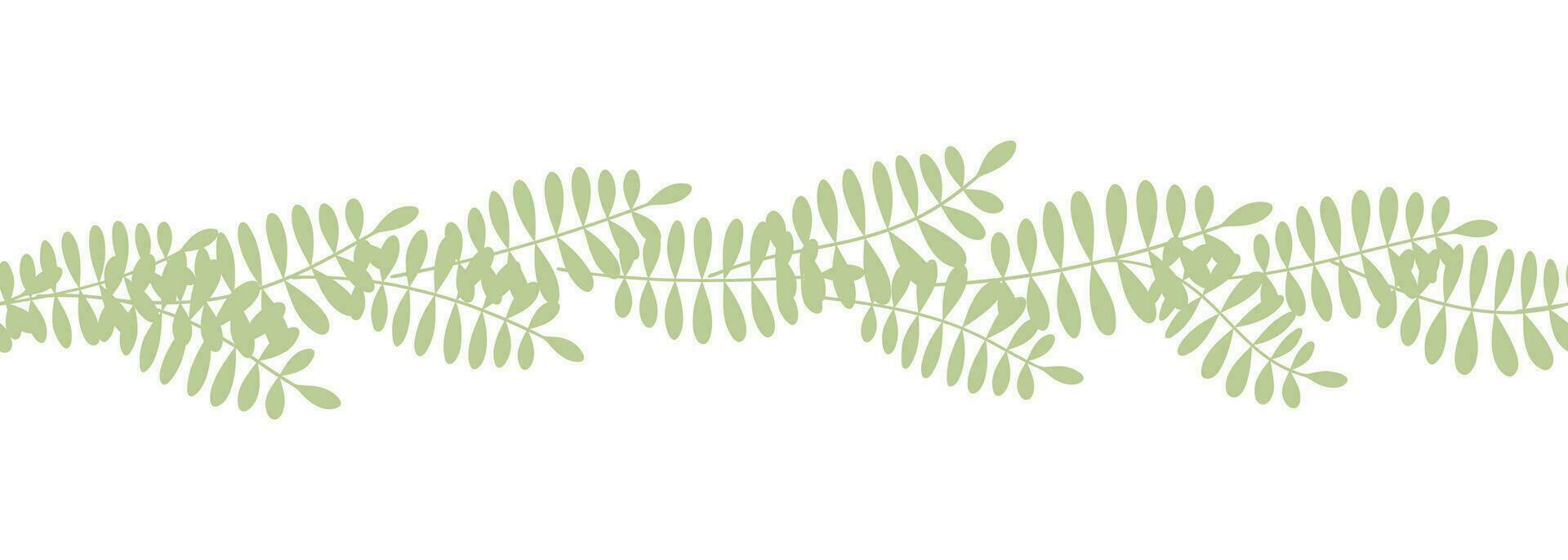 Leaves decorative, algae horizontal border seamless pattern vector