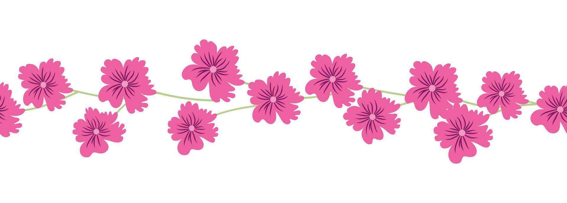 Clover blooming red seamless horizontal border vector