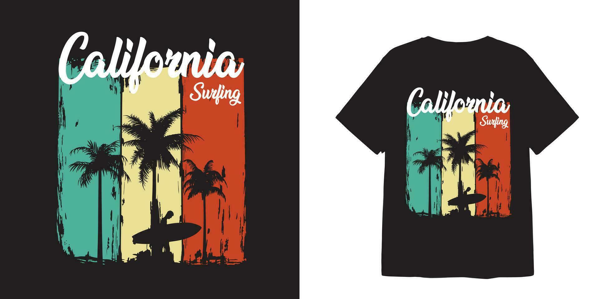 california surf t shirt design and sticker vector