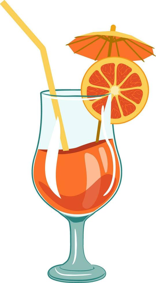 color ilustración de cóctel vaso con naranja bebida vector