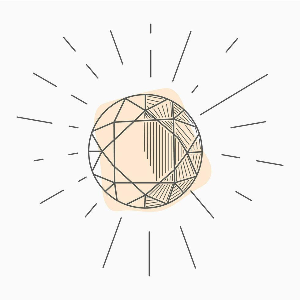 hand drawn line art crystals, isolated objects. Crystal stone crystalline gem and precious gemstone for jewellery illustration vector