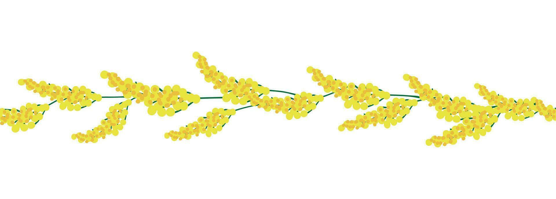 mimosa amarillo horizontal frontera sin costura modelo vector