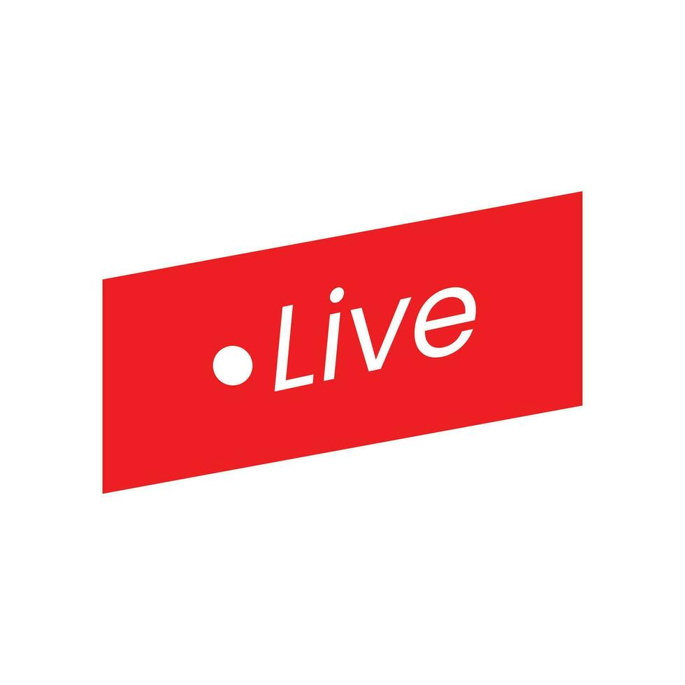 Live icon. Live stream, video, news symbol on white background. Social media template. Broadcasting, online stream. Play button. Social network sign. Vector illustration.