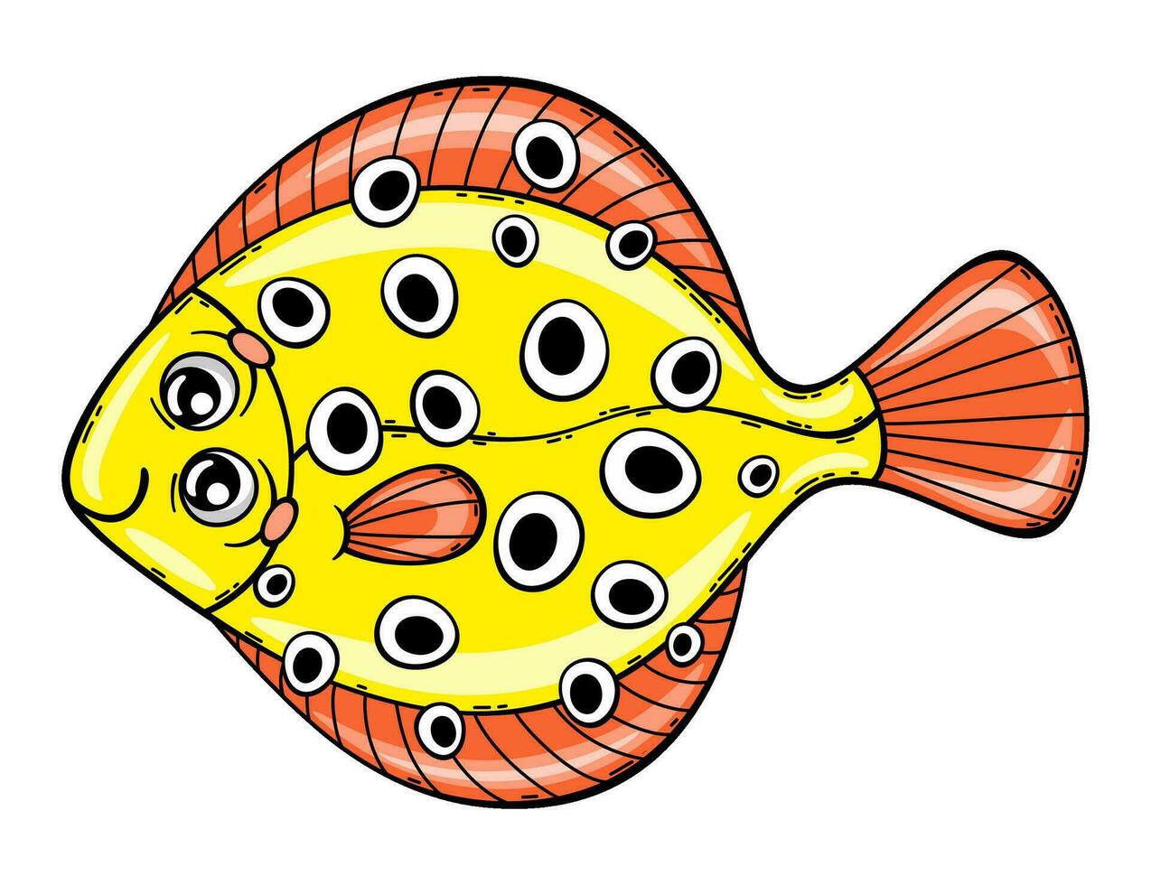 Cartoon flatfish. Isolated vector illustration of a cute fish.