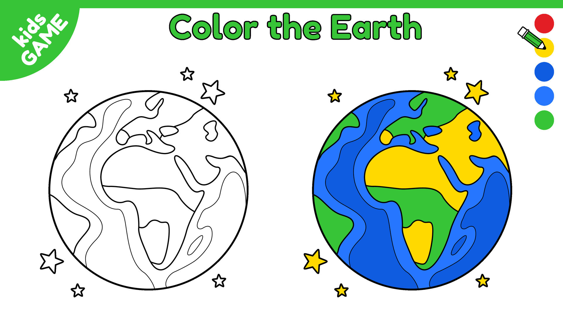 Page of coloring book for kids color cartoon globe earth outline