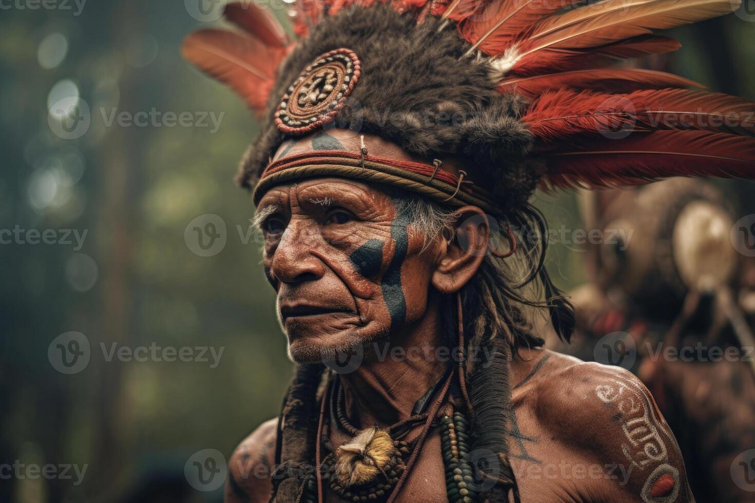 retrato de indígena tribu hombre. nativo americano gente. generativo ai foto
