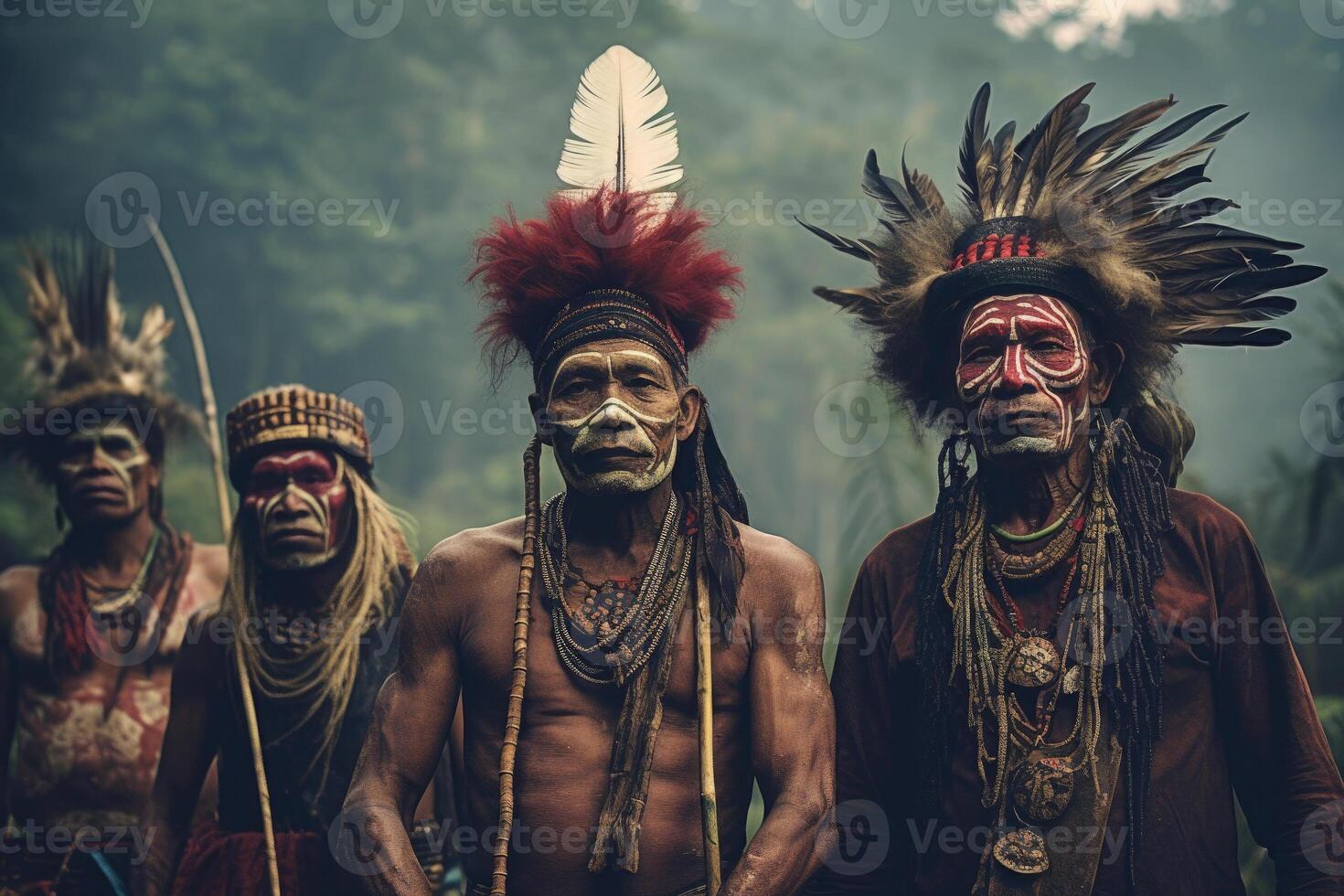 Portrait of indigenous tribe. Native american people. photo