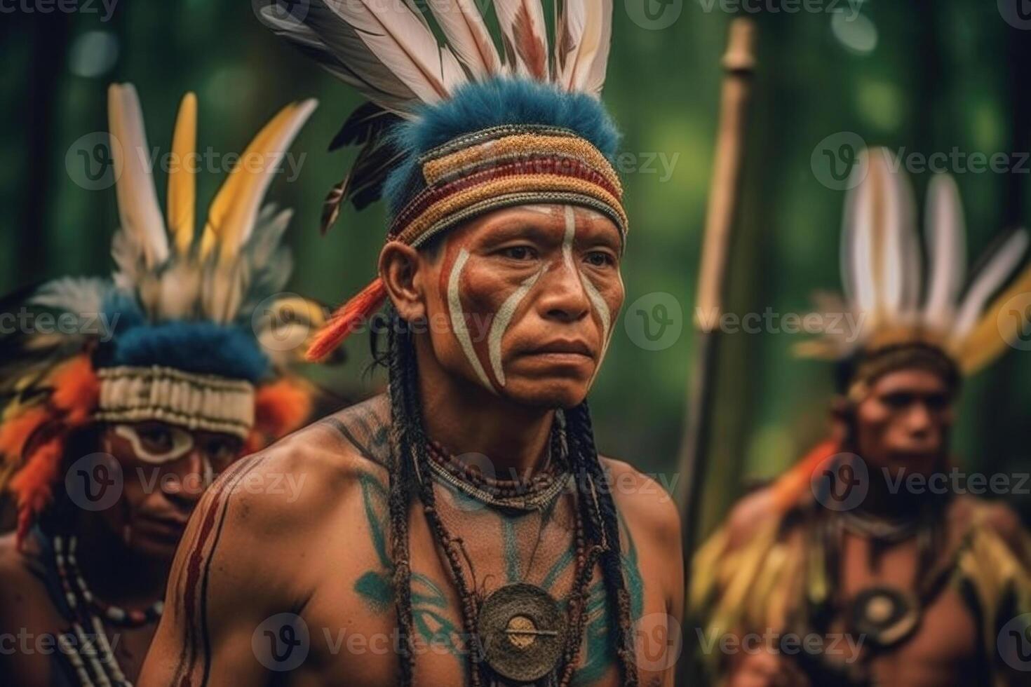 Portrait of indigenous tribe. Native american people. photo