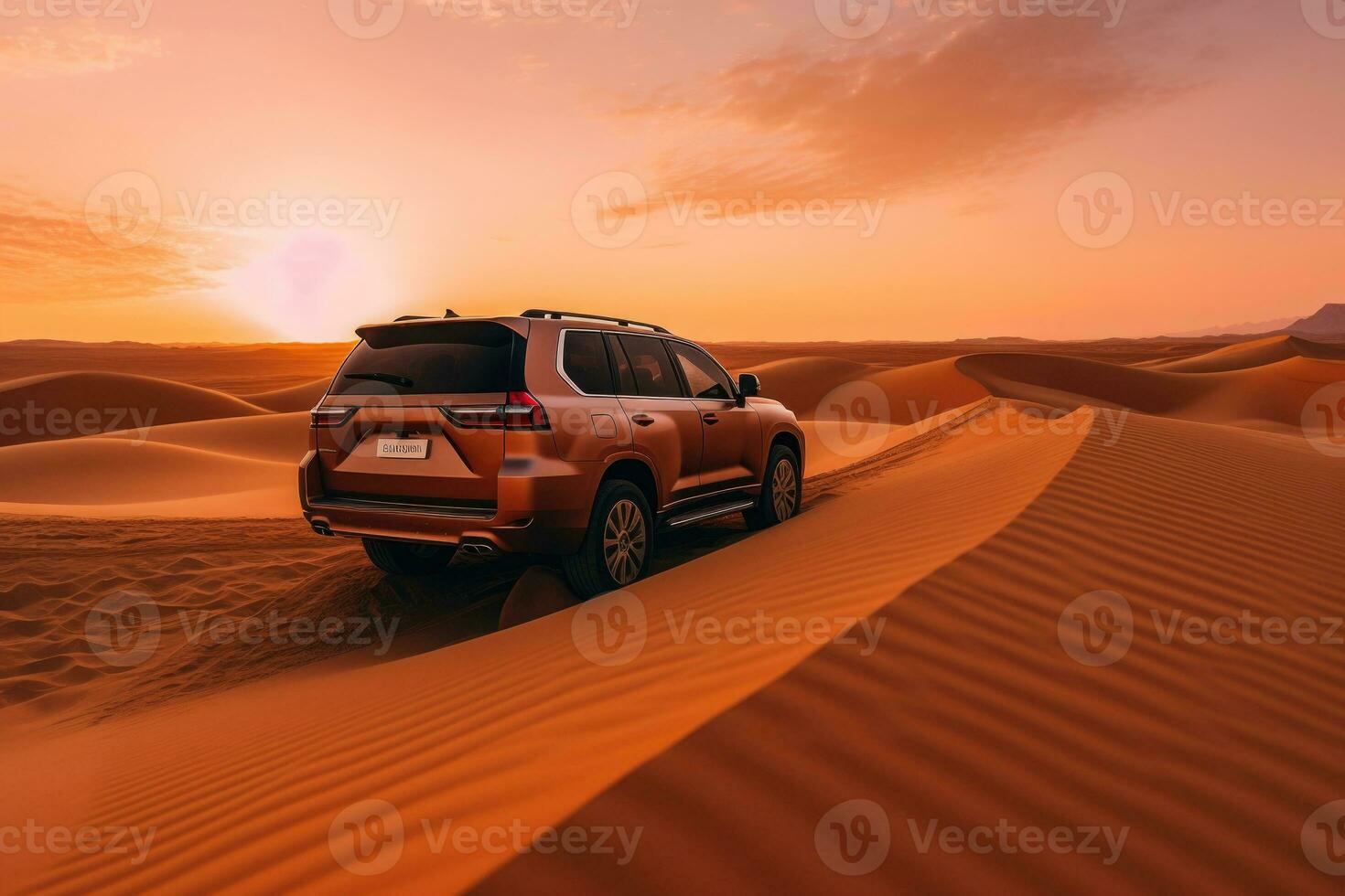 cuatro rueda conducir suv es conducción en desierto. generativo ai foto