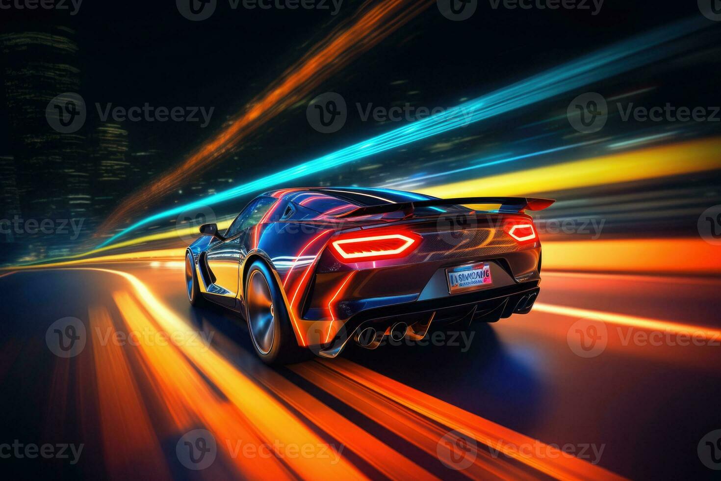 futuristisch Sport Auto mit glühend LED Beleuchtung. generativ ai 26790152  Stock-Photo bei Vecteezy