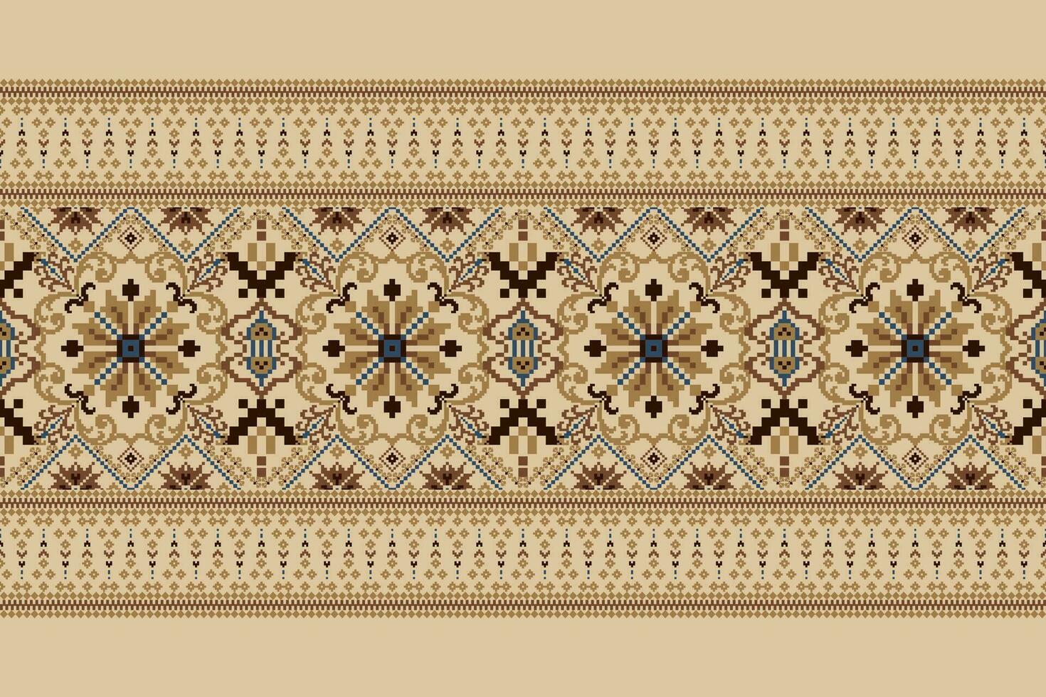 floral Cross Stitch embroidery on white background.geometric ethnic oriental pattern traditional.Aztec style abstract vector illustration.design for texture,fabric,clothing,wrapping,decoration,sarong.