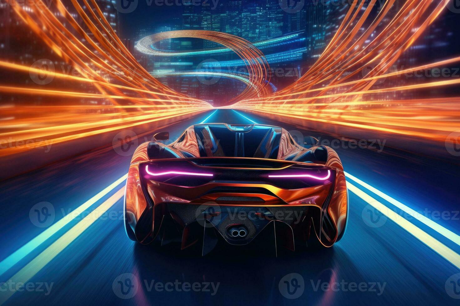 futuristisch Sport Auto mit glühend LED Beleuchtung. generativ ai 26790152  Stock-Photo bei Vecteezy