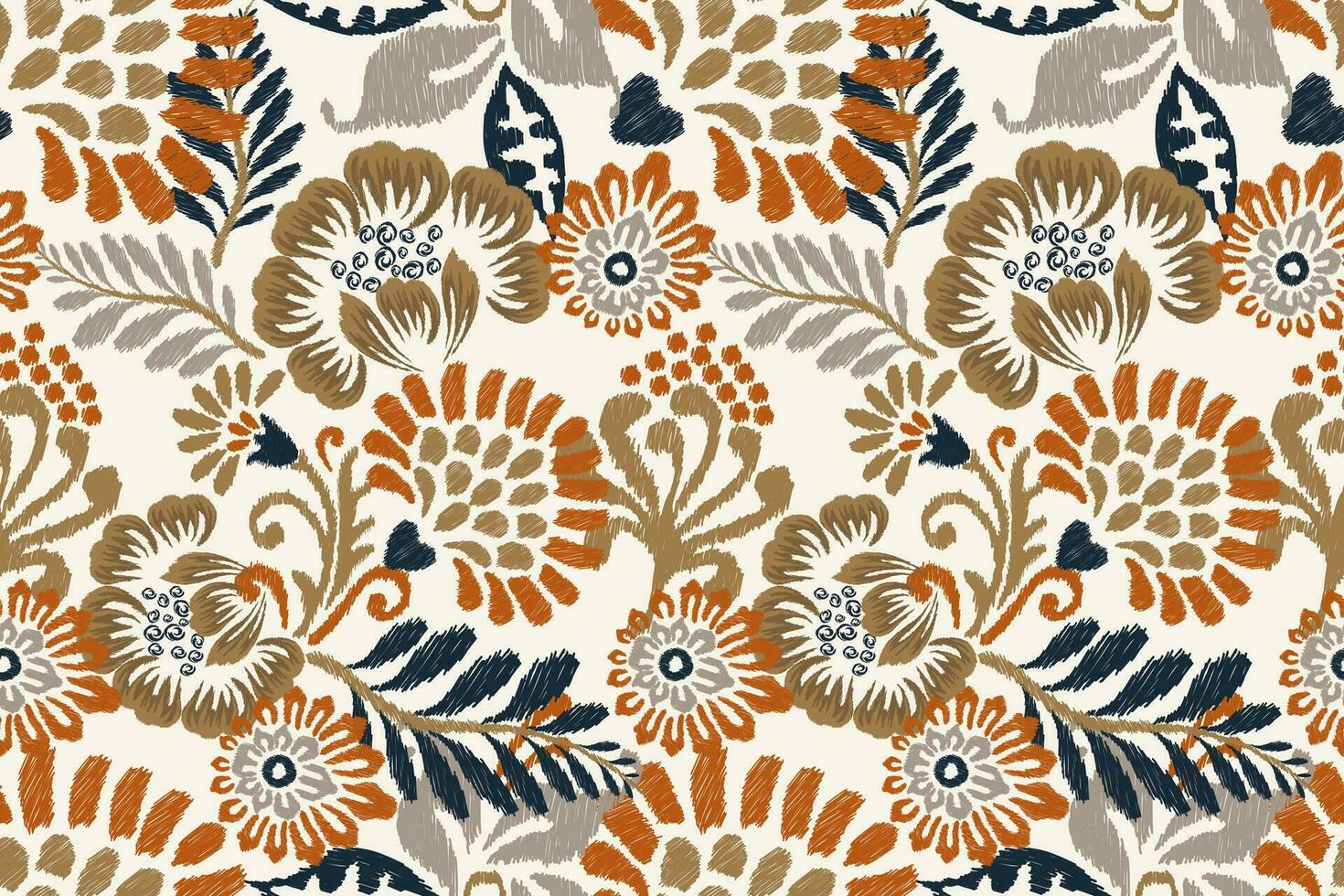 ikat floral cachemir bordado en blanco fondo.ikat étnico oriental sin costura modelo tradicional.azteca estilo resumen vector ilustración.diseño para textura,tela,ropa,envoltura,decoración.