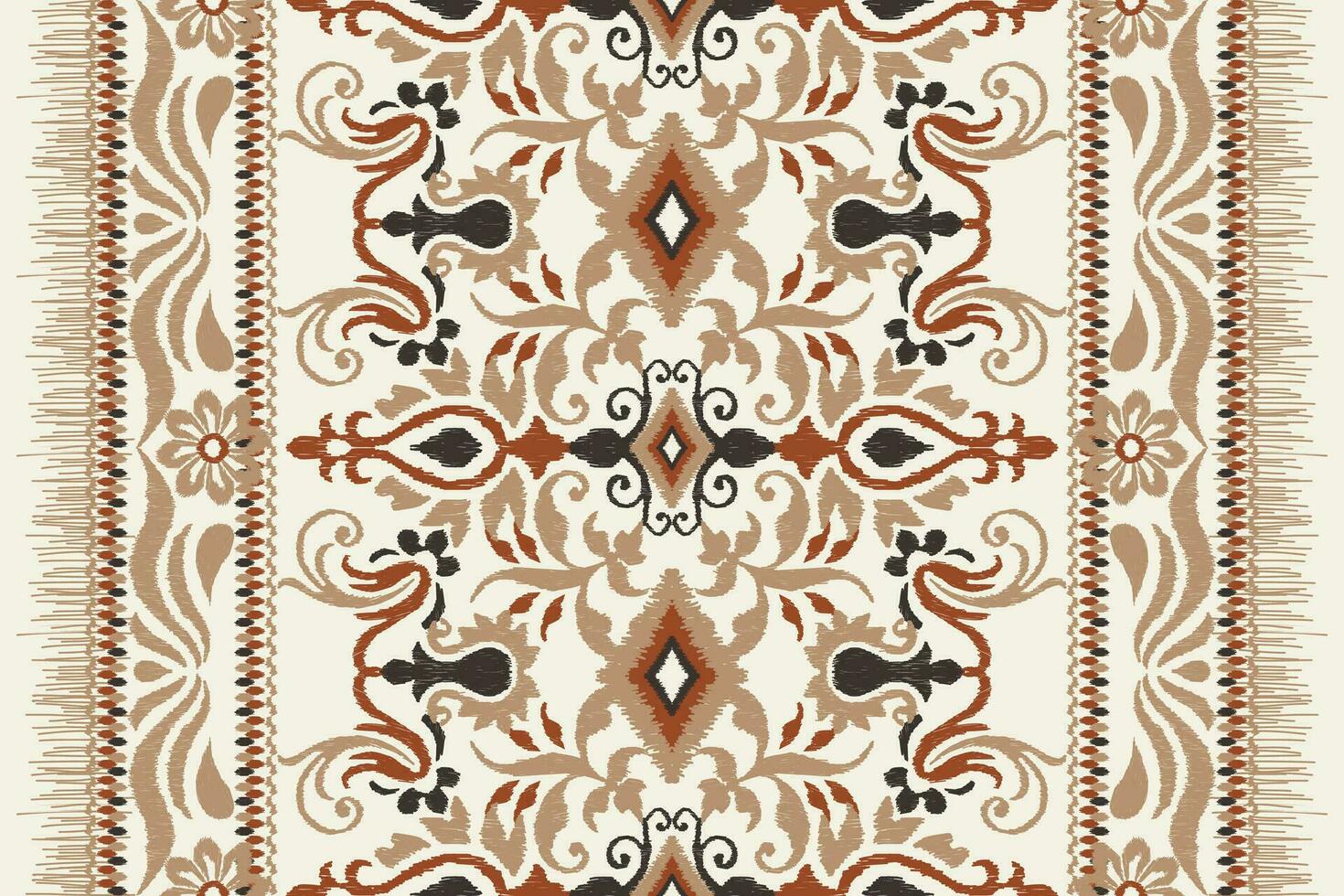 Ikat floral paisley embroidery on white background.Ikat ethnic oriental pattern traditional.Aztec style abstract vector illustration.design for texture,fabric,clothing,wrapping,decoration,scarf,carpet