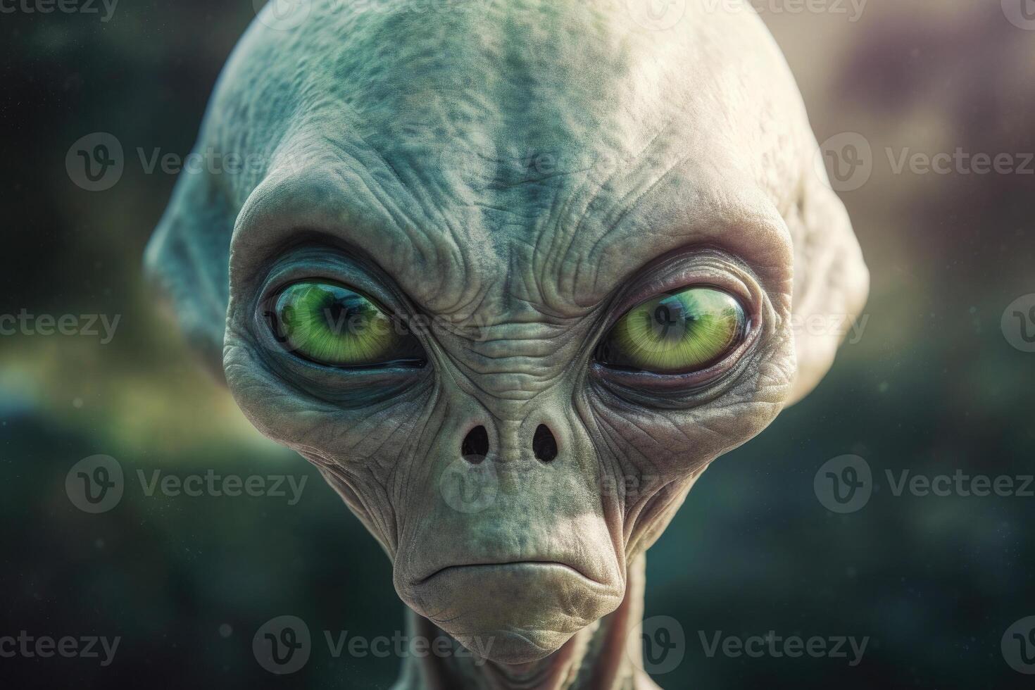 Alien humanoid portrait on dark background. photo