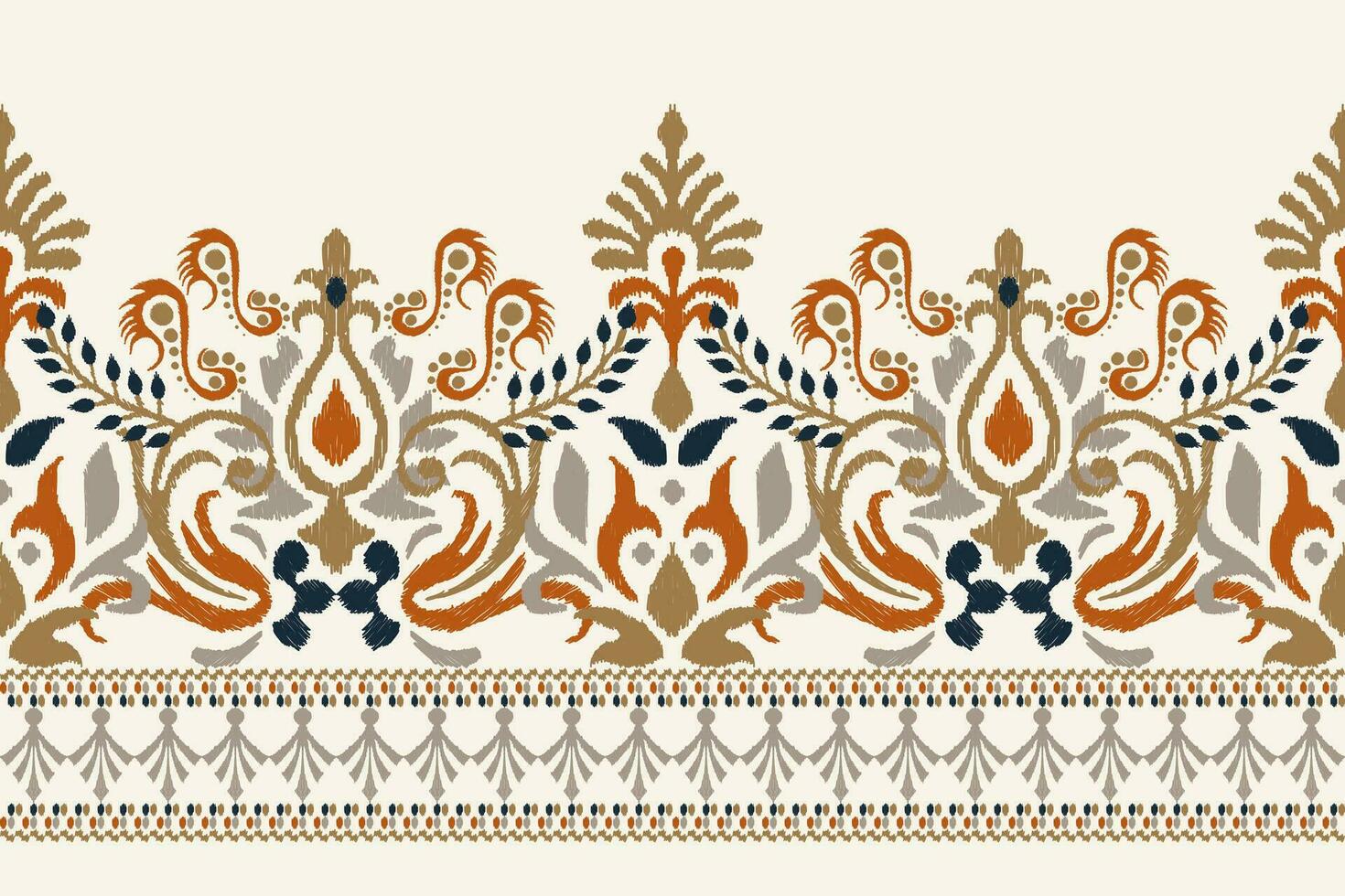 Ikat floral paisley embroidery on white background.Ikat ethnic oriental pattern traditional.Aztec style abstract vector illustration.design for texture,fabric,clothing,wrapping,decoration,sarong,scarf