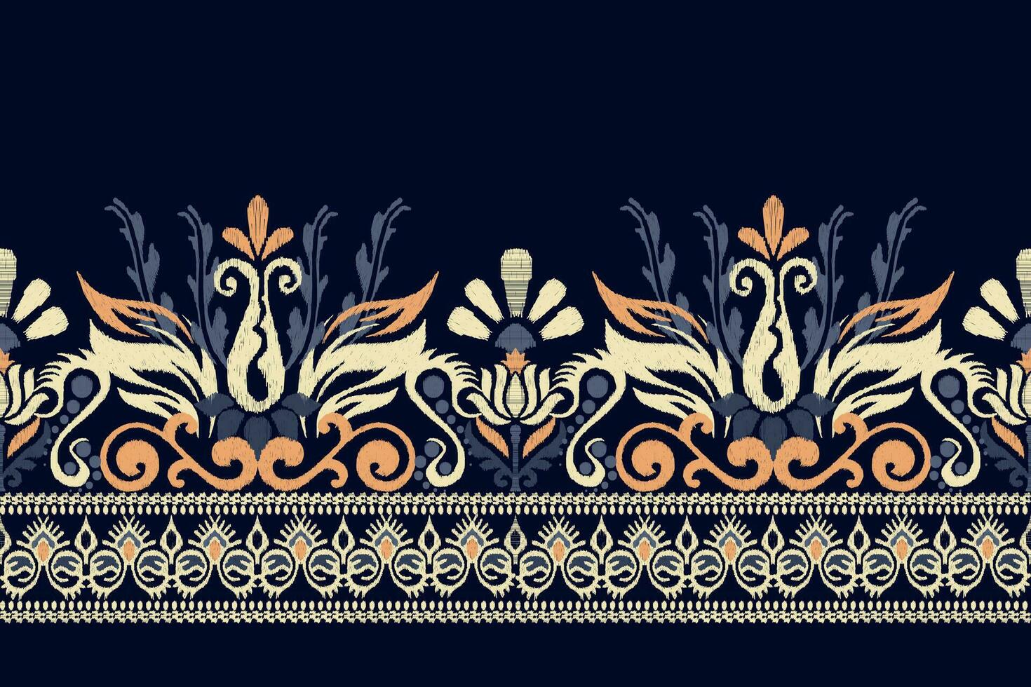 ikat floral cachemir bordado en púrpura fondo.ikat étnico oriental modelo tradicional.azteca estilo resumen vector ilustración.diseño para textura,tela,ropa,envoltura,decoración,pareo.