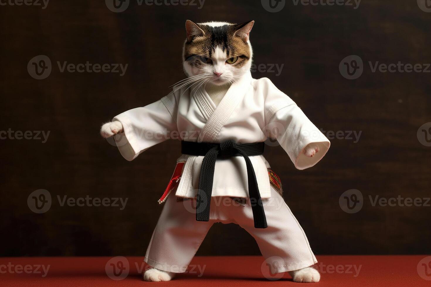 gato vistiendo kimono para marcial letras. generativo ai foto