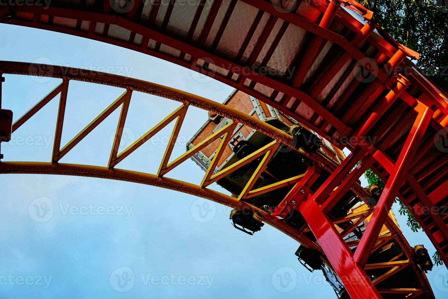 Part of roller coaster at summer day photo