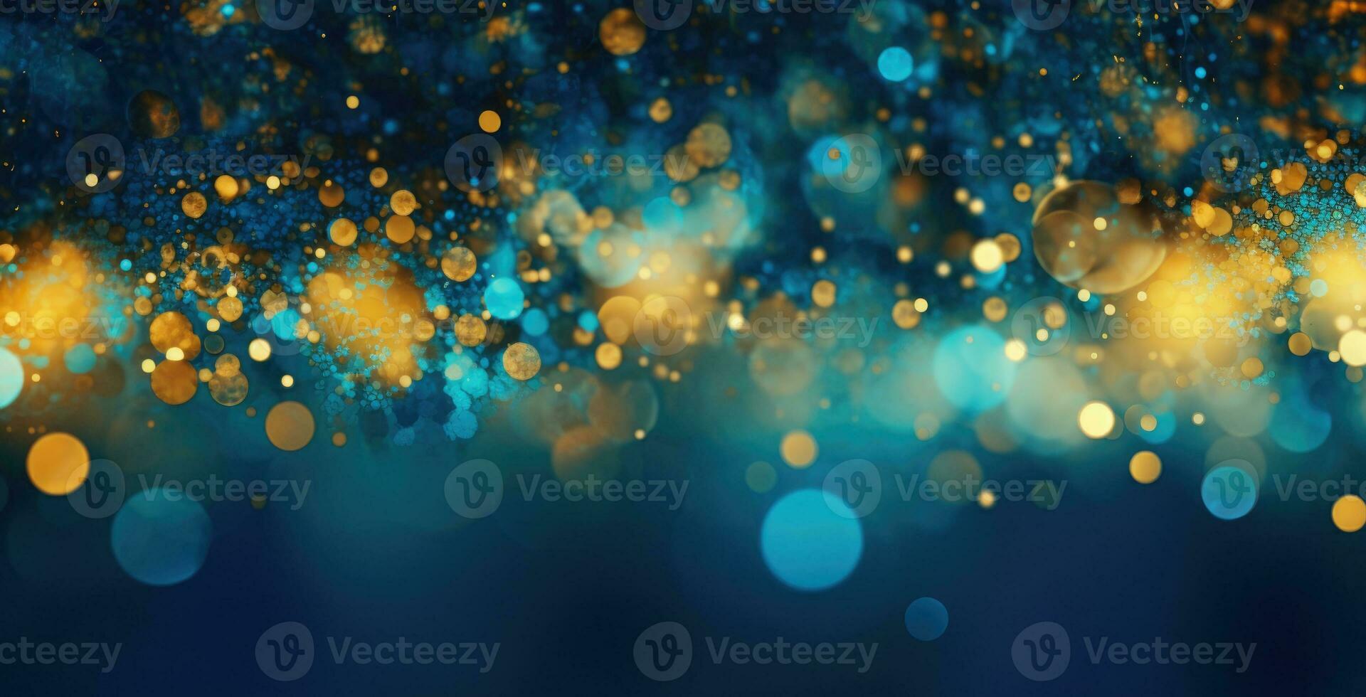 Festive golden glitter and sparkles on dark background. Generative AI photo