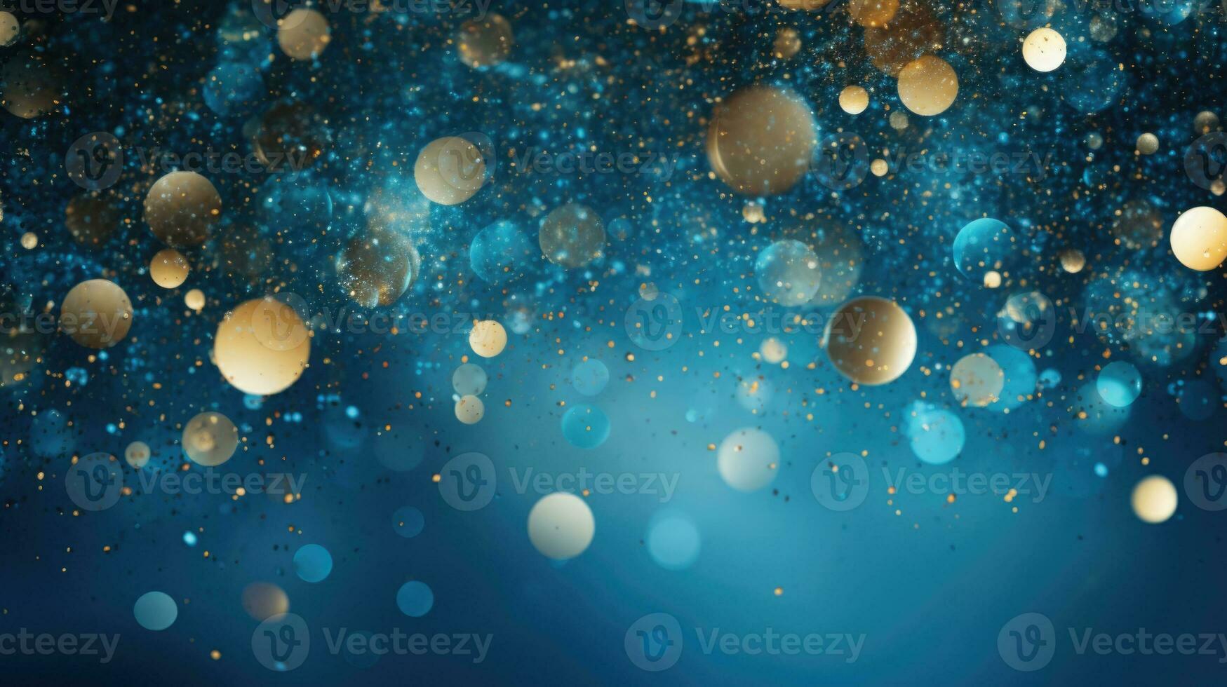 Festive golden glitter and sparkles on dark background. Generative AI photo