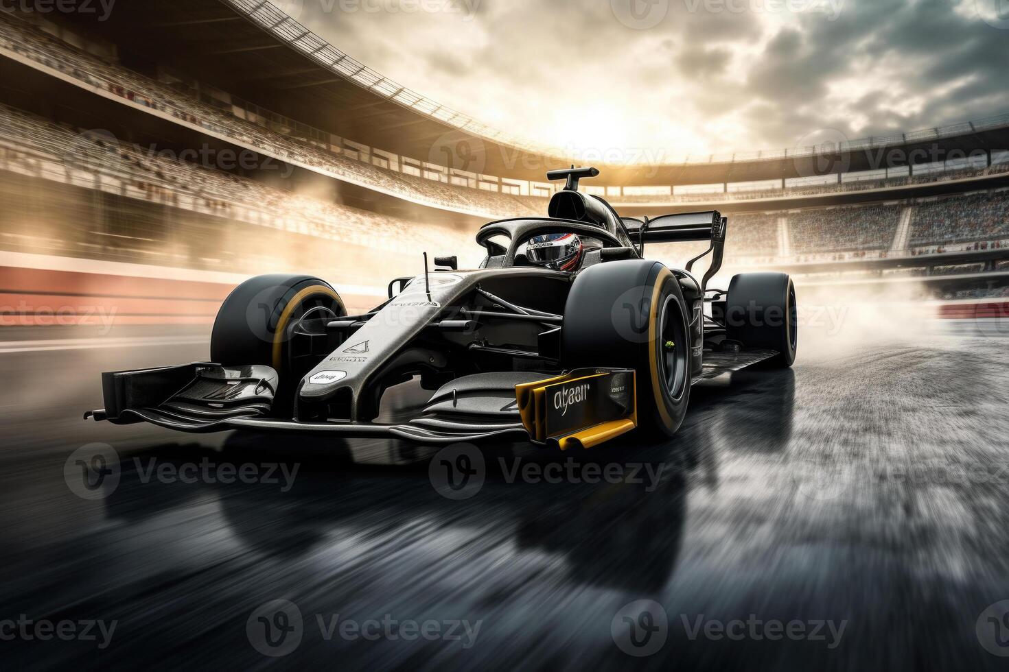 Formula one racing car at race track. Generative AI photo