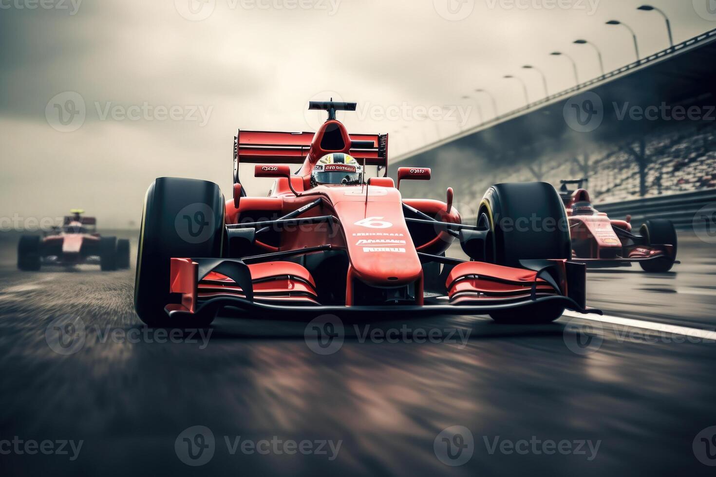 Formula one racing car at race track. Generative AI photo