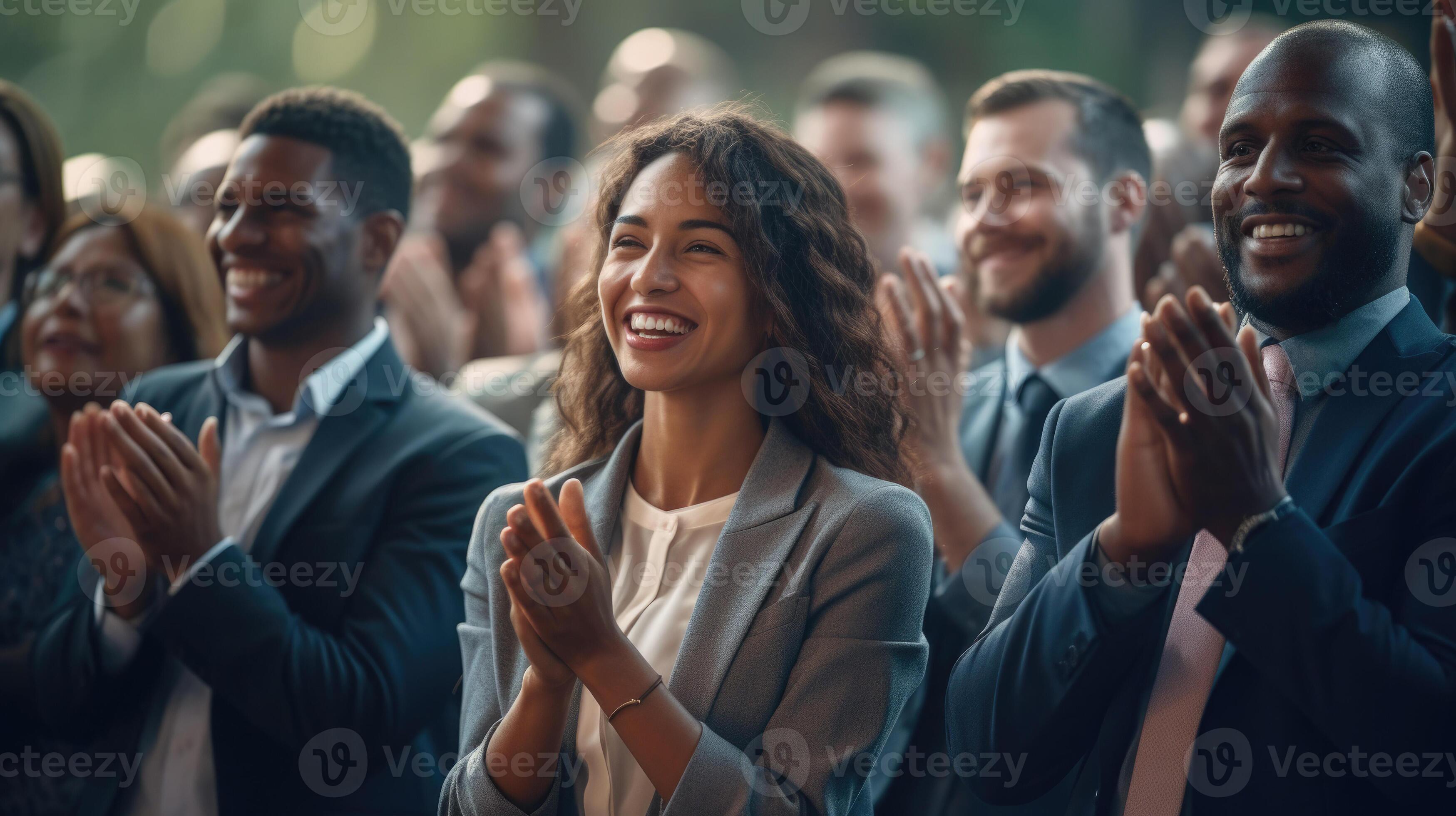 Business people clapping at conference. Generative AI 25479168 Stock