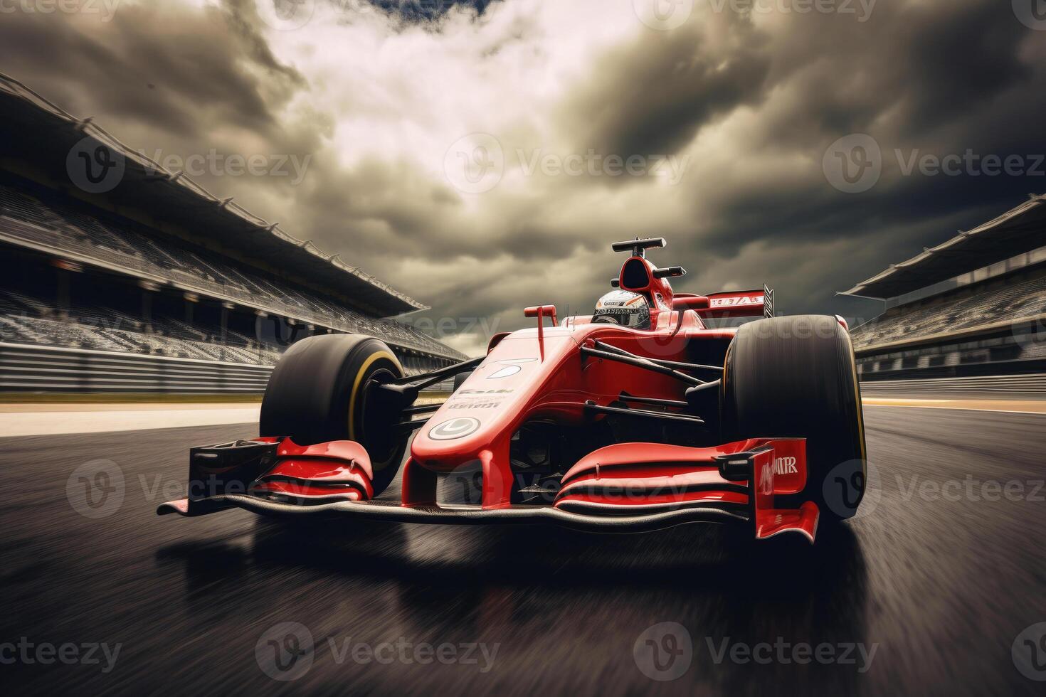 Formula one racing car at race track. Generative AI photo