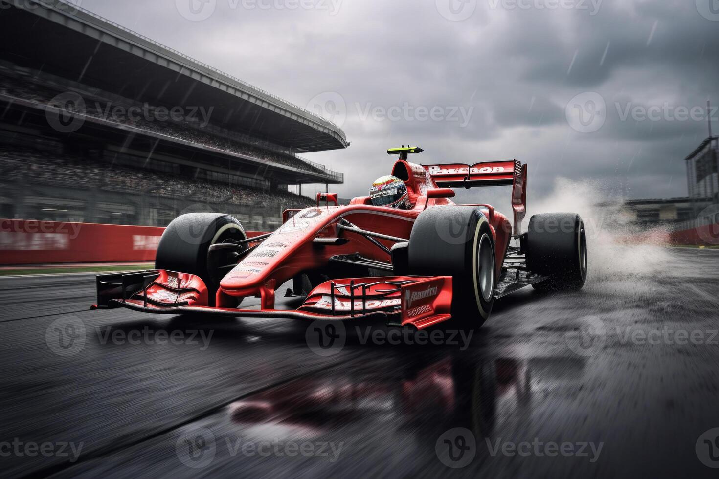 Formula one racing car at race track. Generative AI photo