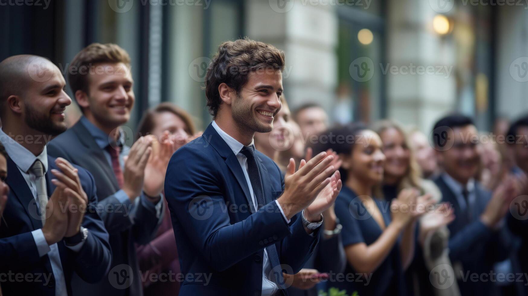Business people clapping at conference. photo