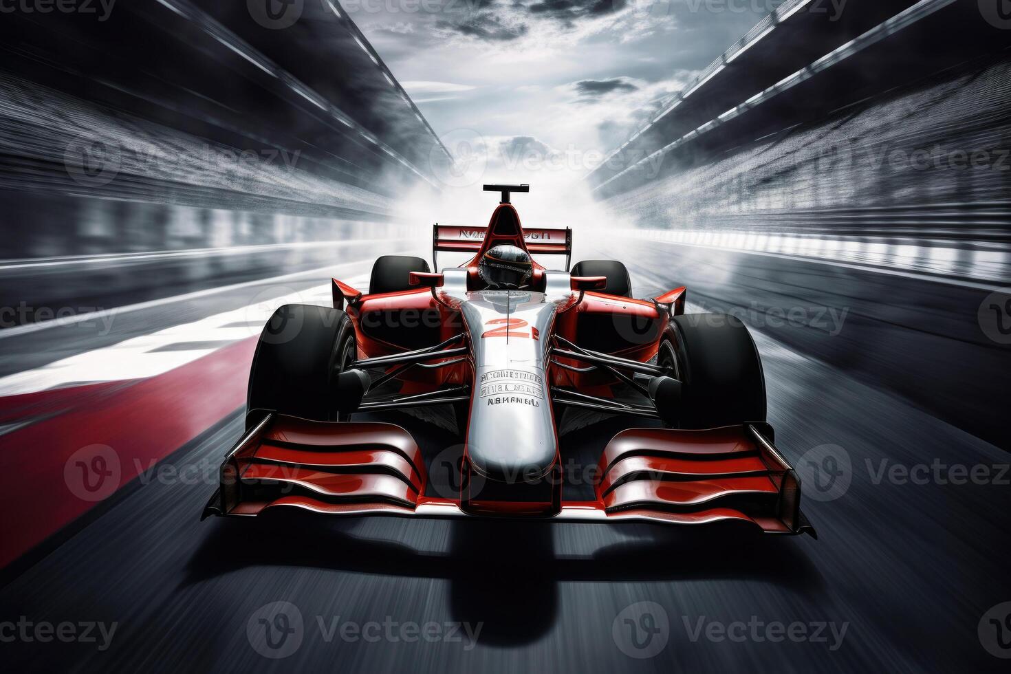 Formula one racing car at race track. Generative AI photo