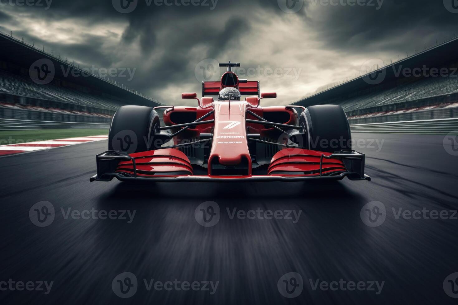 Formula one racing car at race track. Generative AI photo