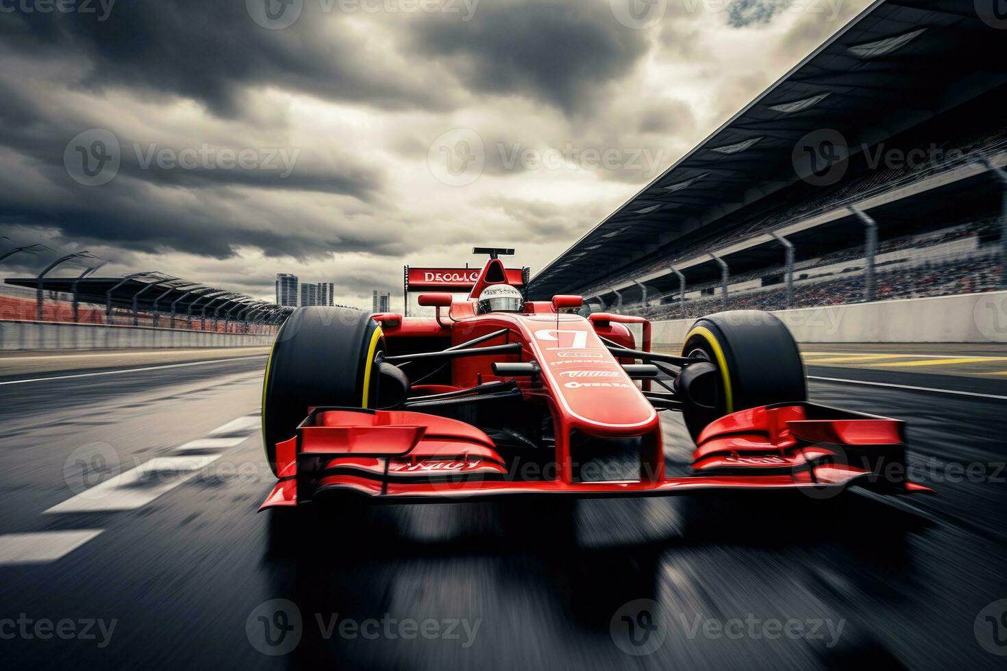 Formula one racing car at race track. Generative AI photo