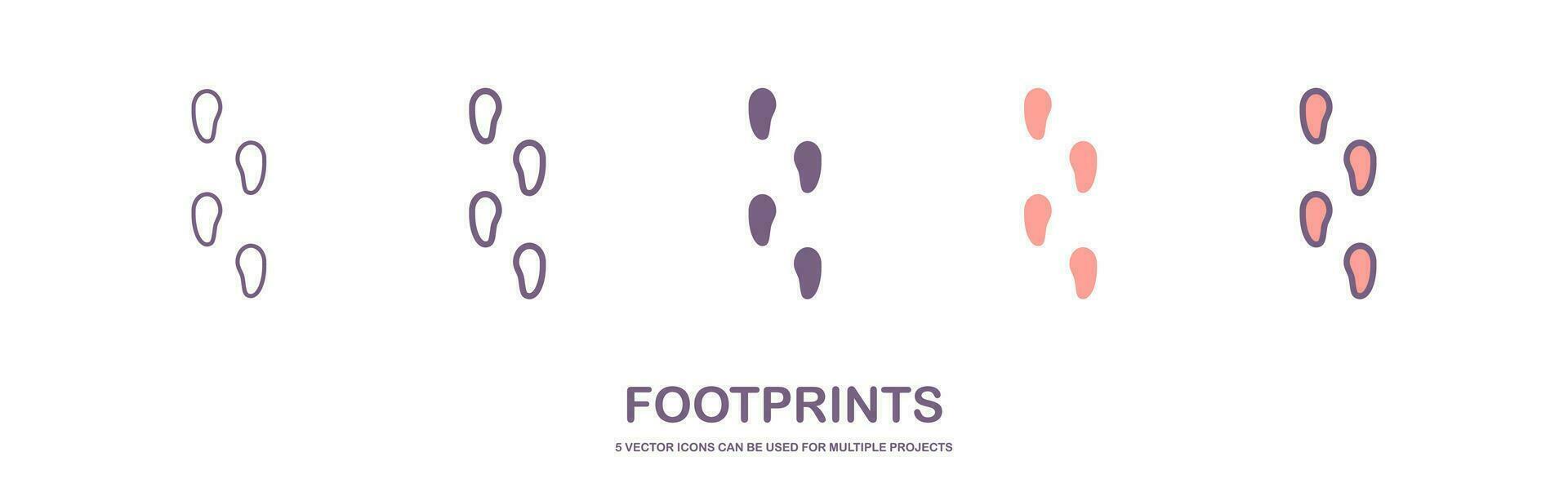 Step footprints paths. footprints icon. isolated on white background. vector