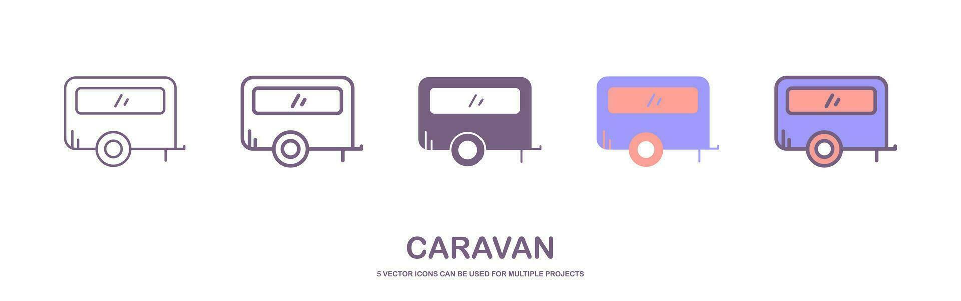 Rv cars logo icons set. caravan icon vector illustration. Outline set of rv cars logo vector icons for web design isolated on white background.
