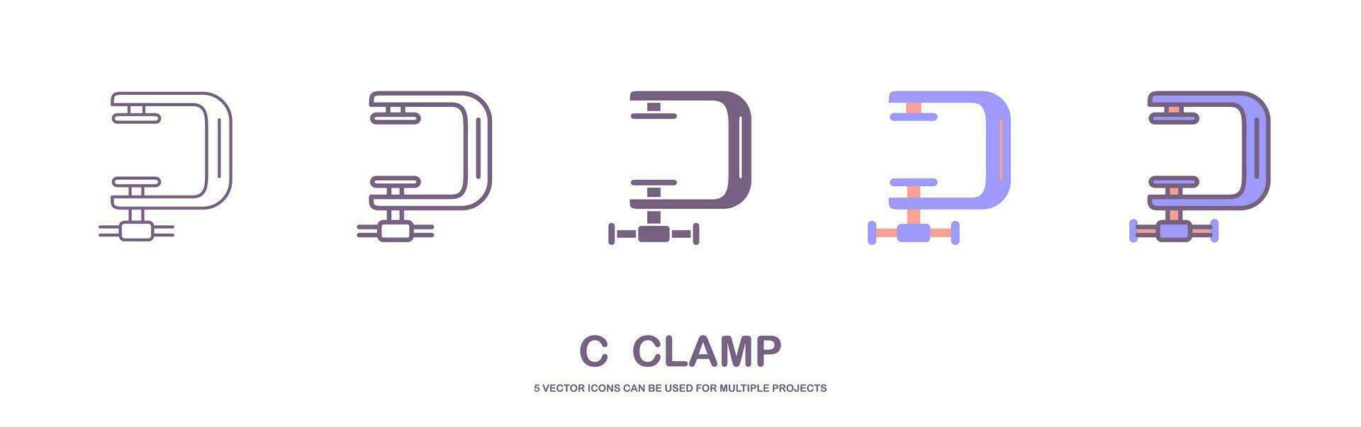 Clamp outline vector icon. c clamp icon, flat vector simple element illustration from editable industry concept isolated stroke on white background