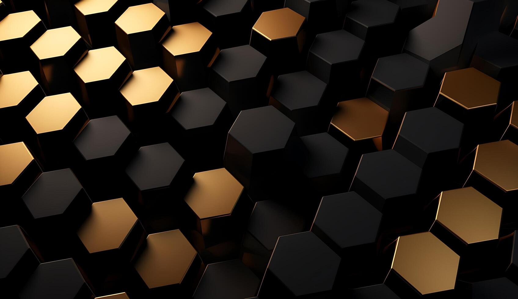 Abstract black and gold hexagonal luxury background photo