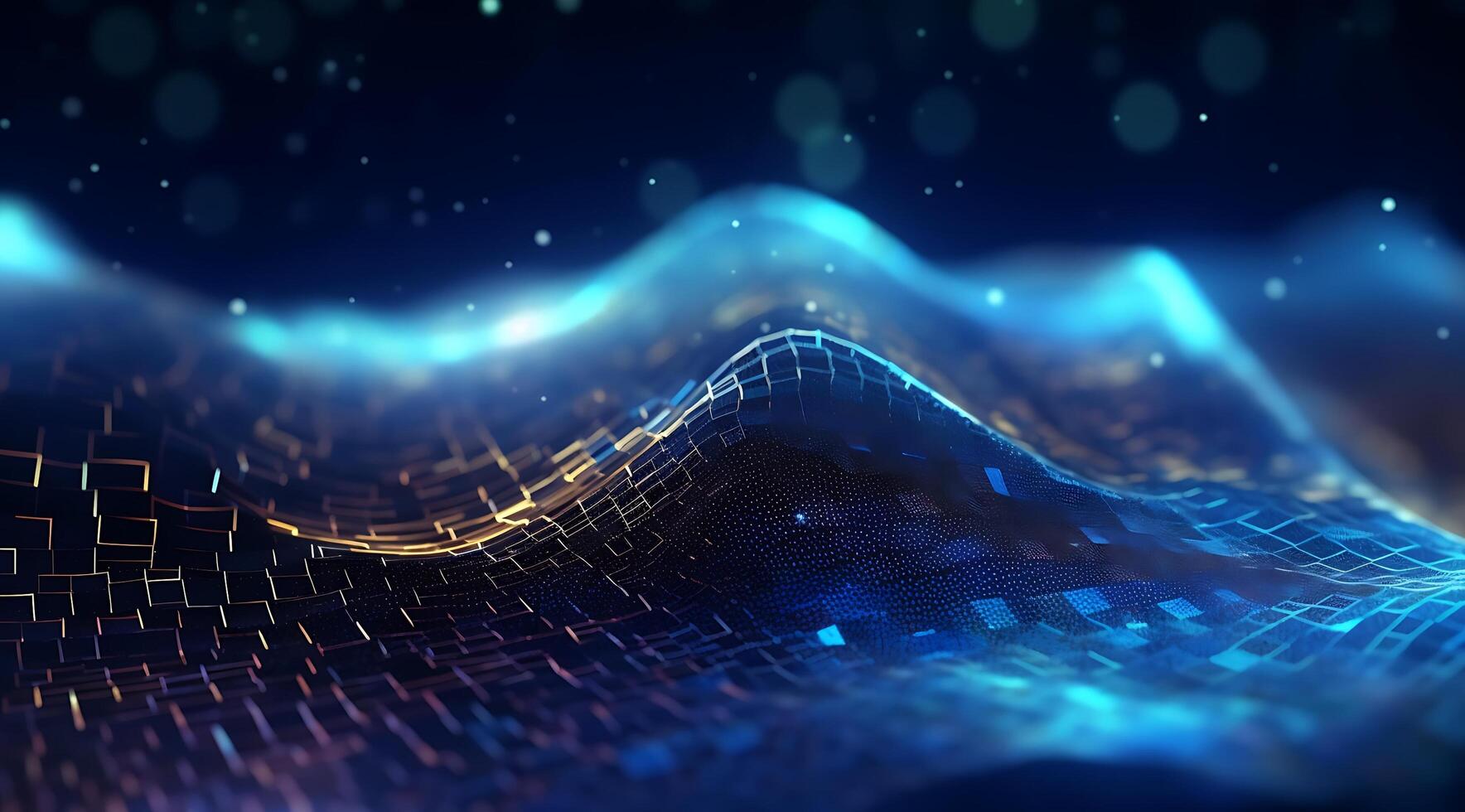 Abstract Blue Digital Technology Wave Background. photo