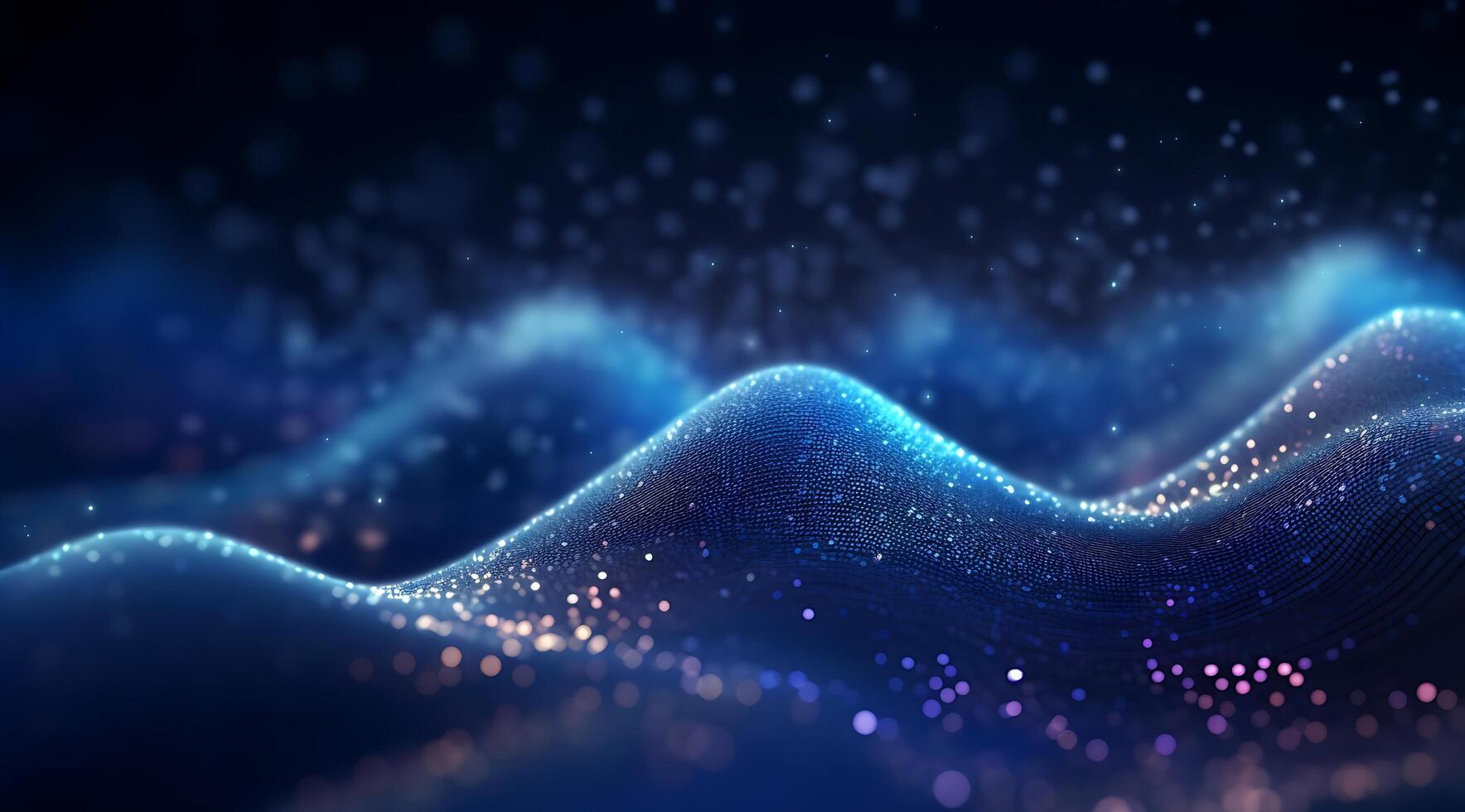 Abstract Blue Digital Technology Wave Background. photo