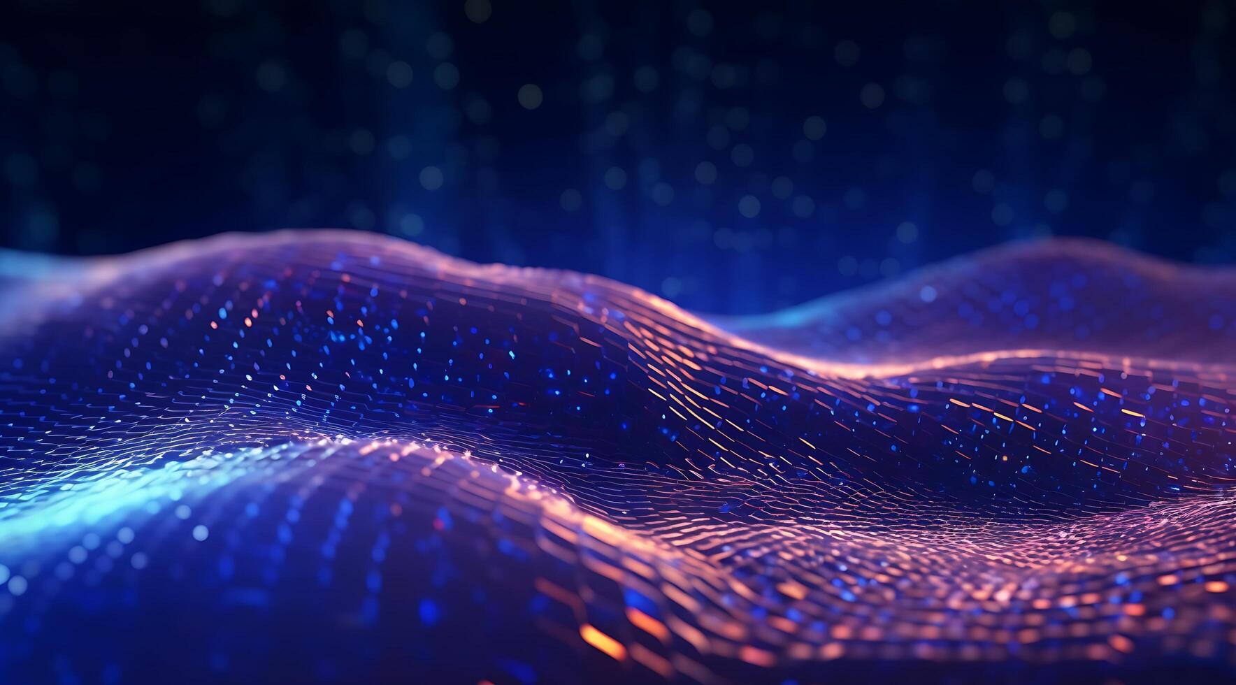 Abstract Blue Digital Technology Wave Background. photo