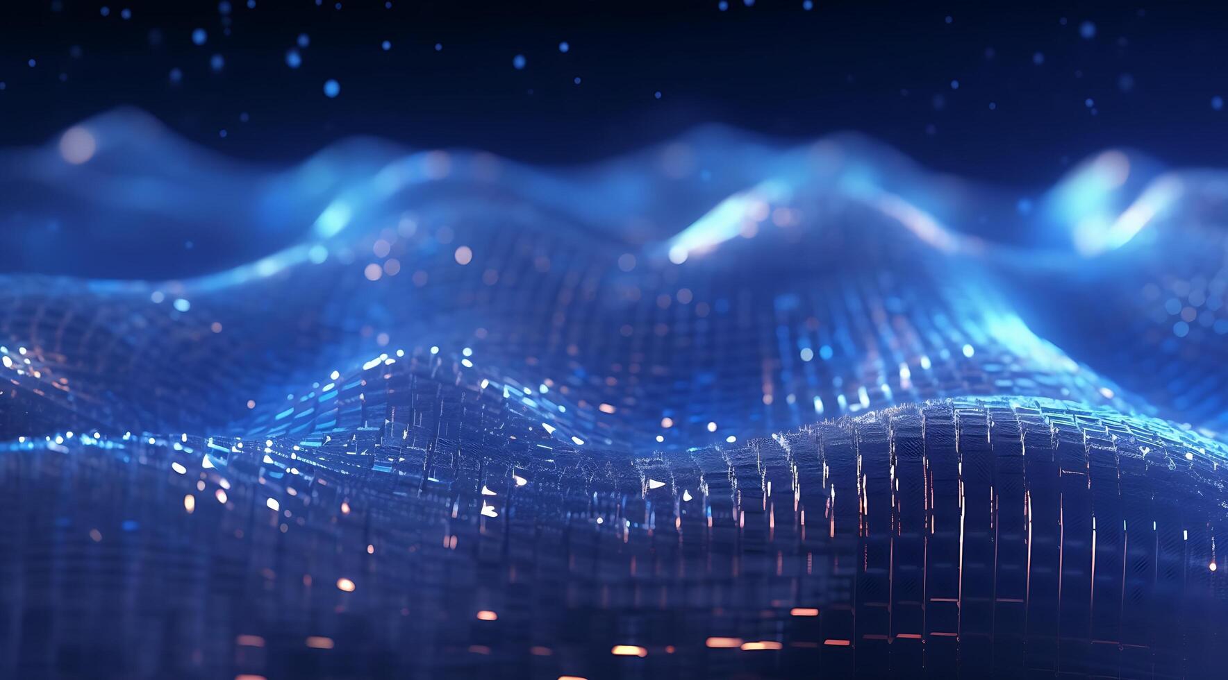 Abstract Blue Digital Technology Wave Background. photo