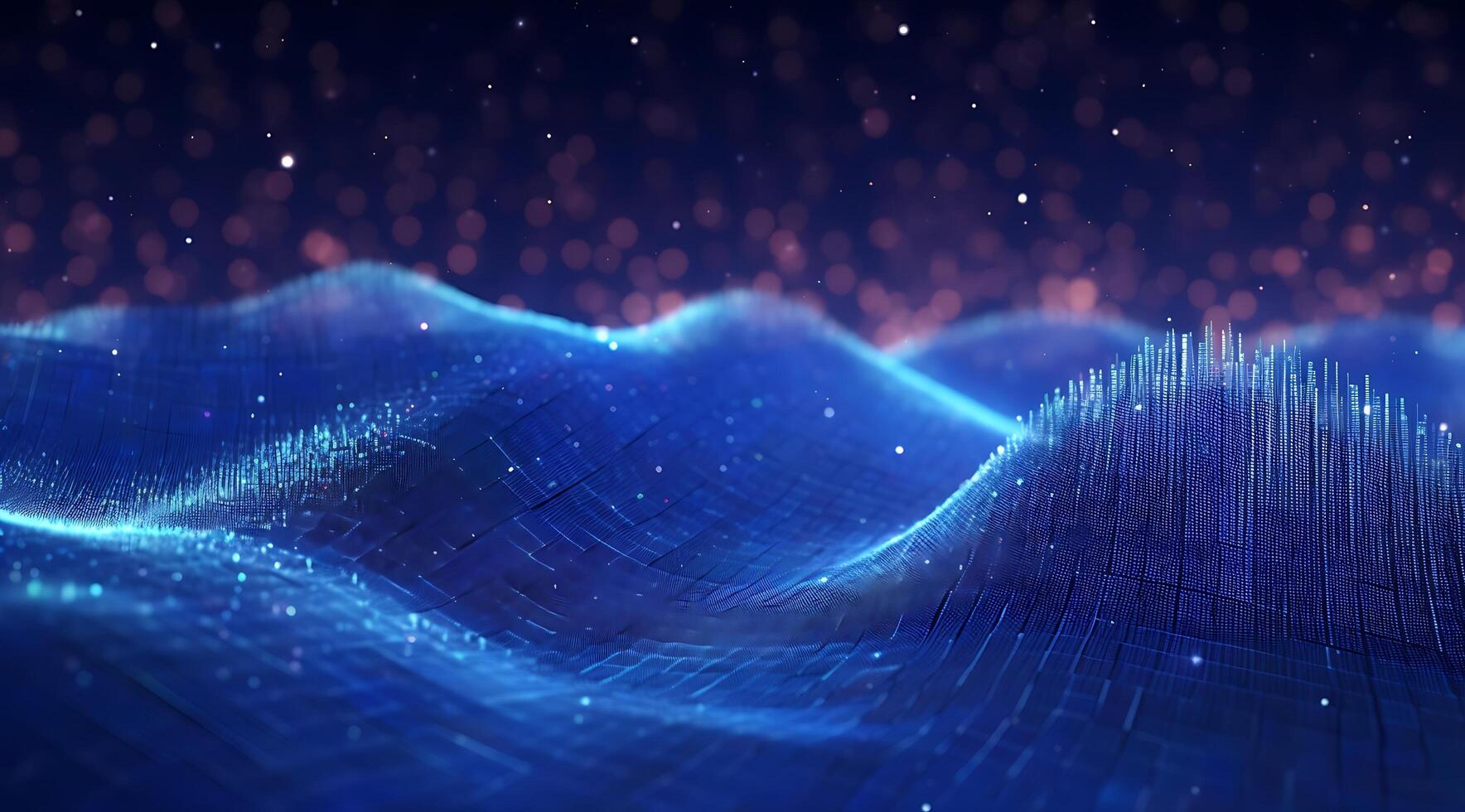 Abstract Blue Digital Technology Wave Background. photo