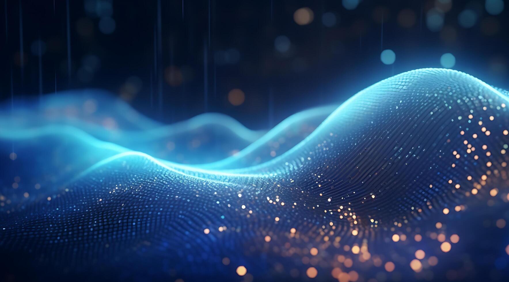 Abstract Blue Digital Technology Wave Background. photo