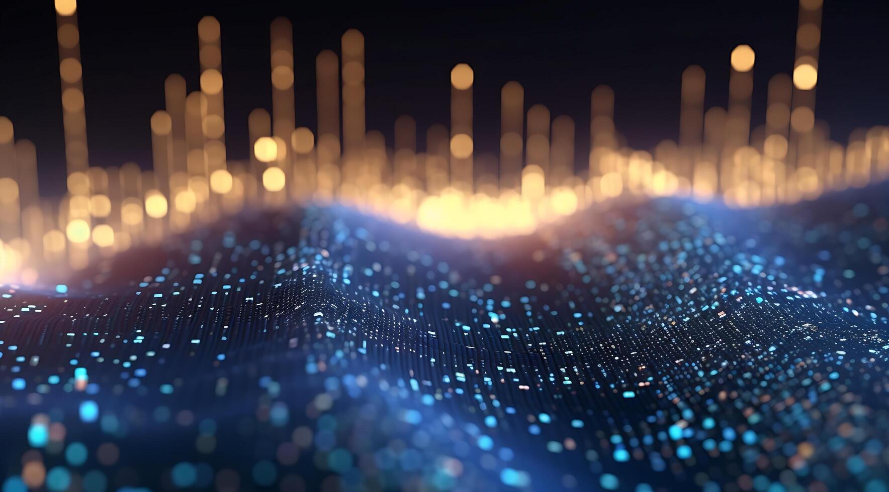 Abstract Blue Digital Technology Wave Background. photo
