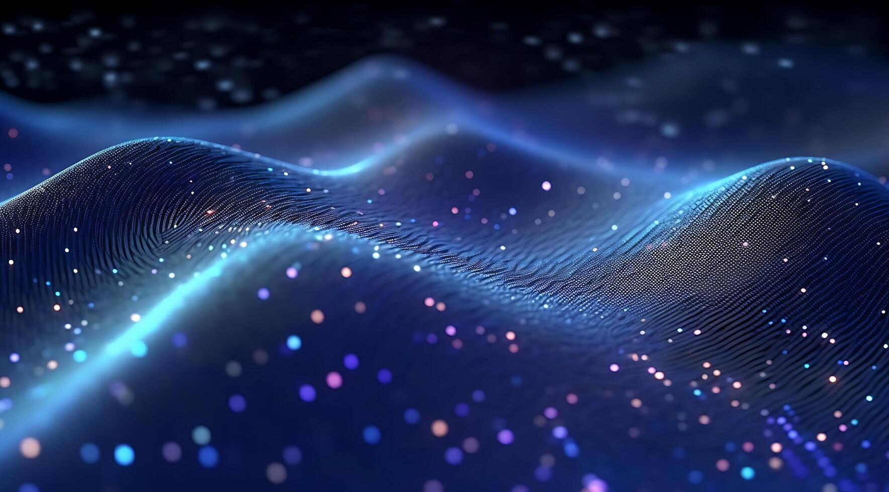 Abstract Blue Digital Technology Wave Background. photo
