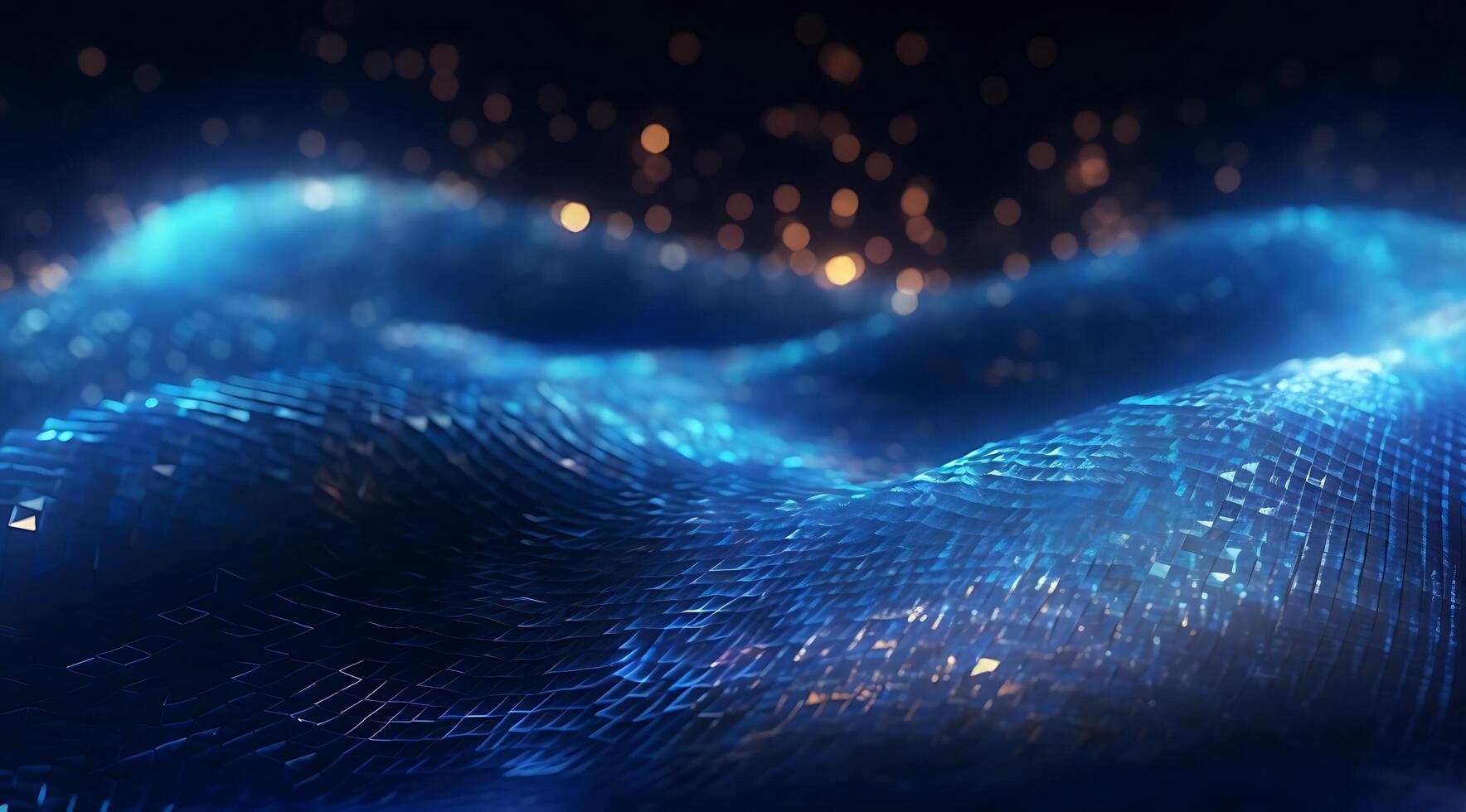 Abstract Blue Digital Technology Wave Background. photo